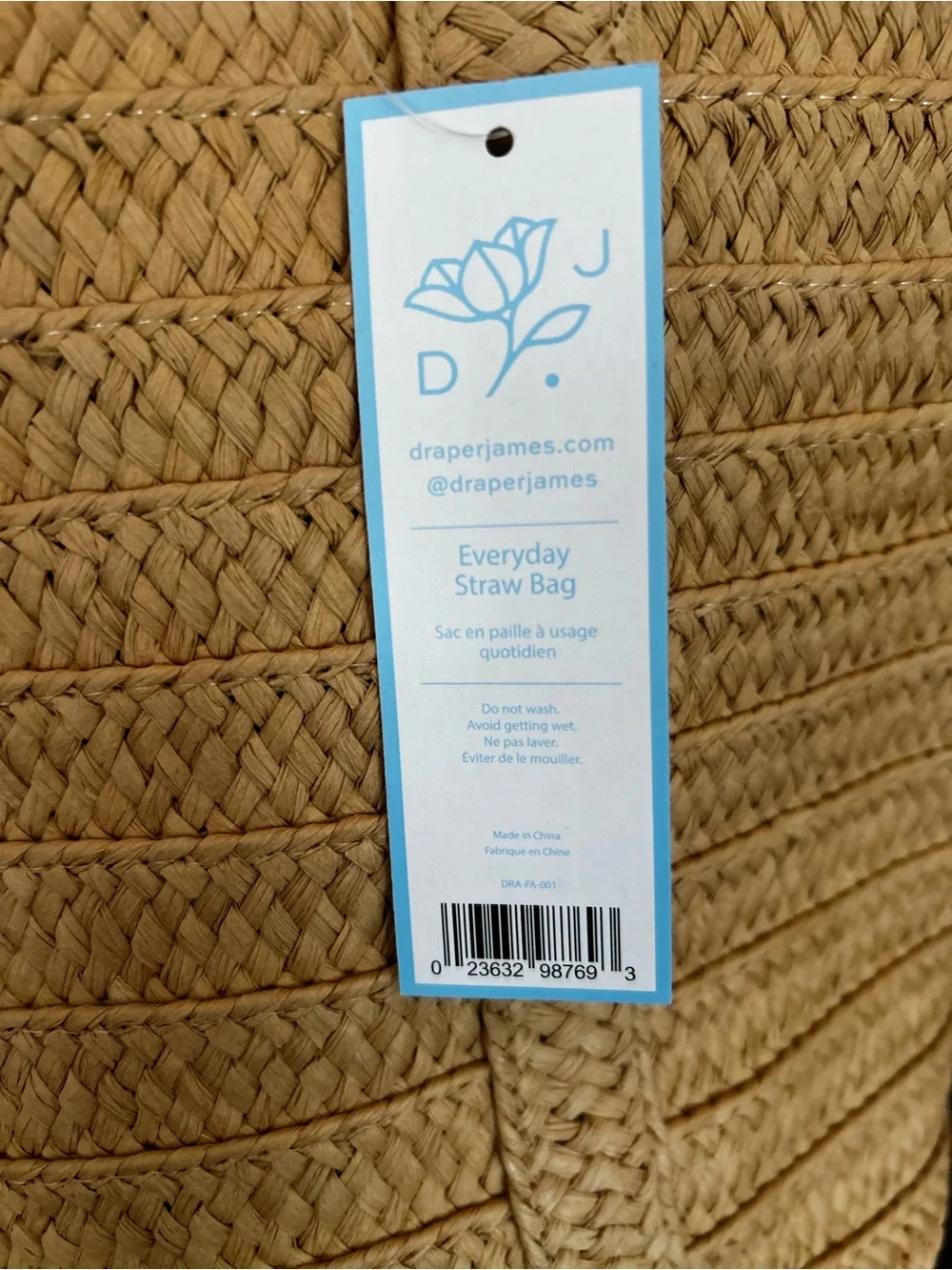 Draper James Everyday Straw Tote Bag Tan Summer Beach NWT
